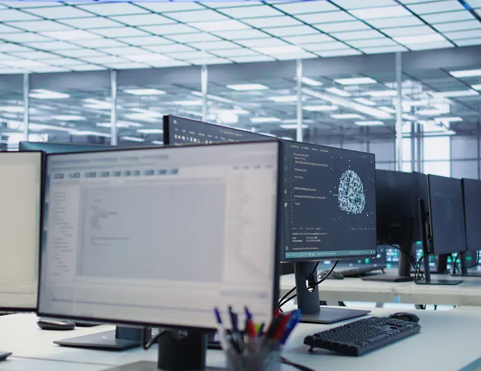 Számítógép monitorok egy teremben