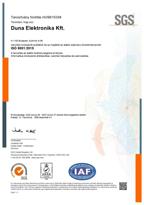 ISO 9001:2015 minősítés